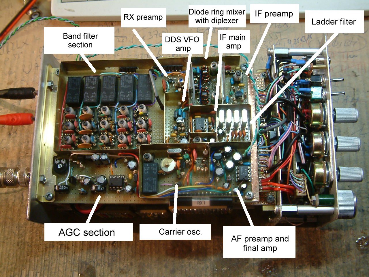 Receiver section for 5 band qrp transceiver by DK7IH (Peter Rachow)