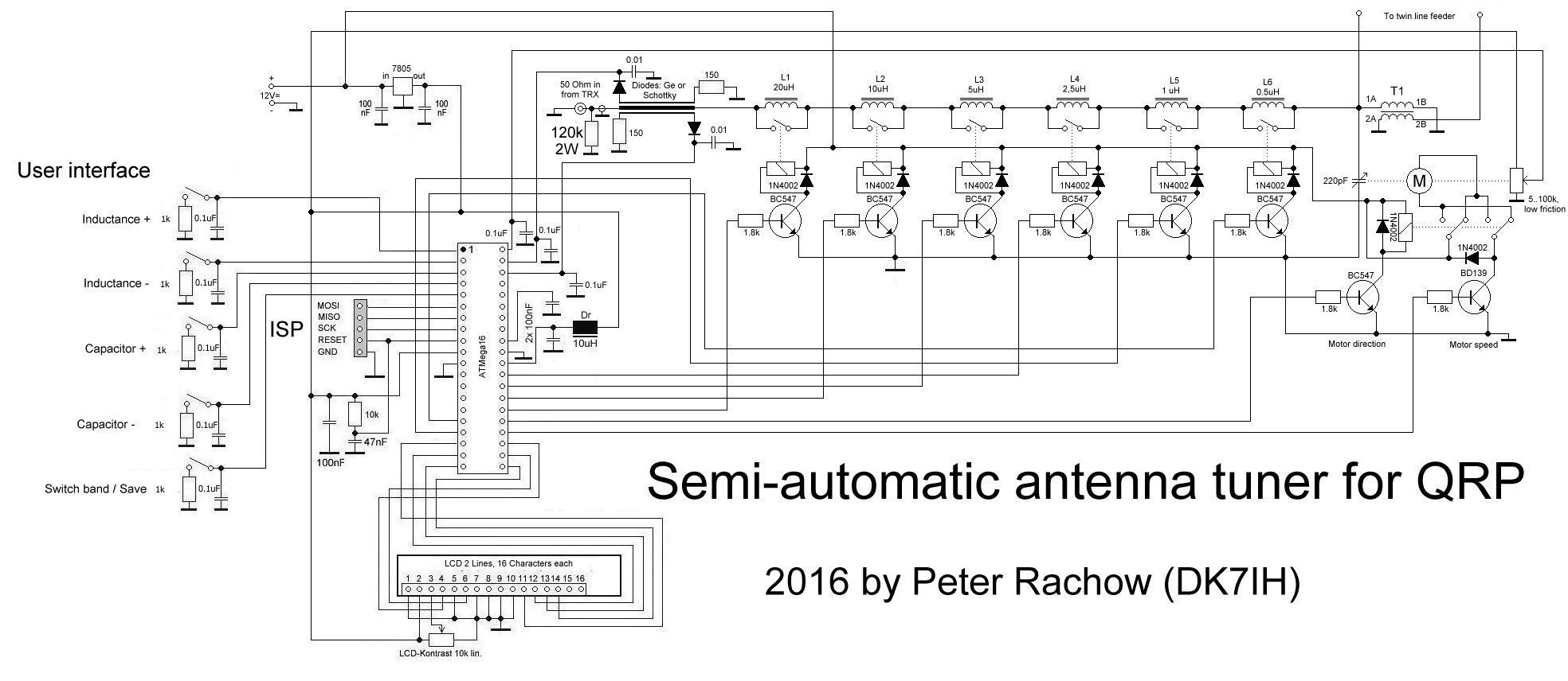 Semi automatic antenna tuner for QRP (C) 2016 by Peter Rachow (DK7IH)