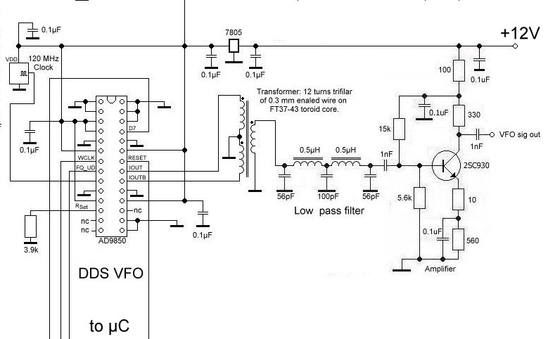 DDS and amplifier for QRP SBB multi band transceiver (C) 2015 DK7IH