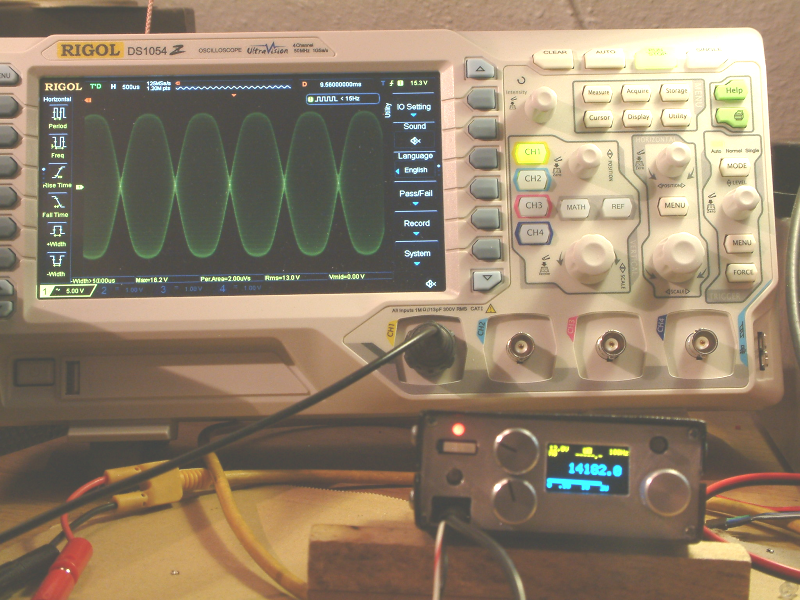 Signal of my 20 meter 14 Mhz micro SSB transceiver (about 2.5 watts output)