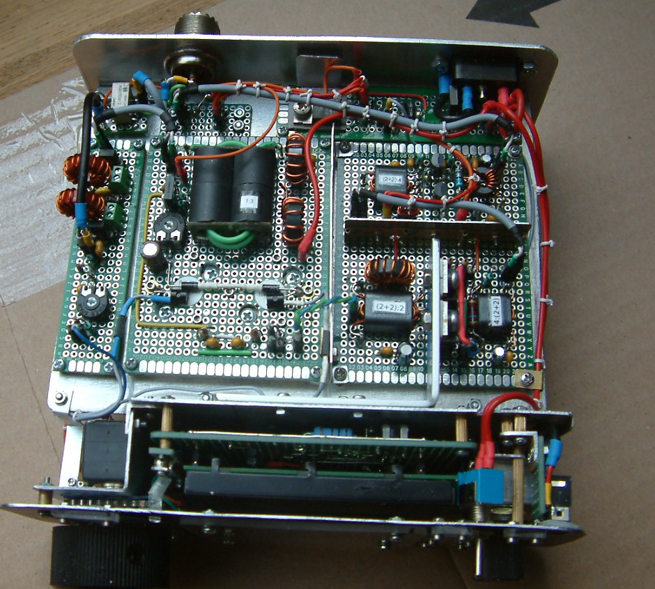 DK7IH QRO SSB transceiver for 7MHz/40m - TX LPF, PA, Drivers, RX/TX switch board.