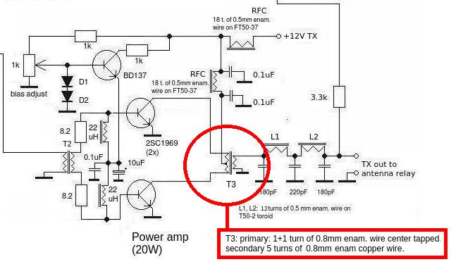 DK7IH - High performance Transceiver - Transmitter section - Modified PA output transformer