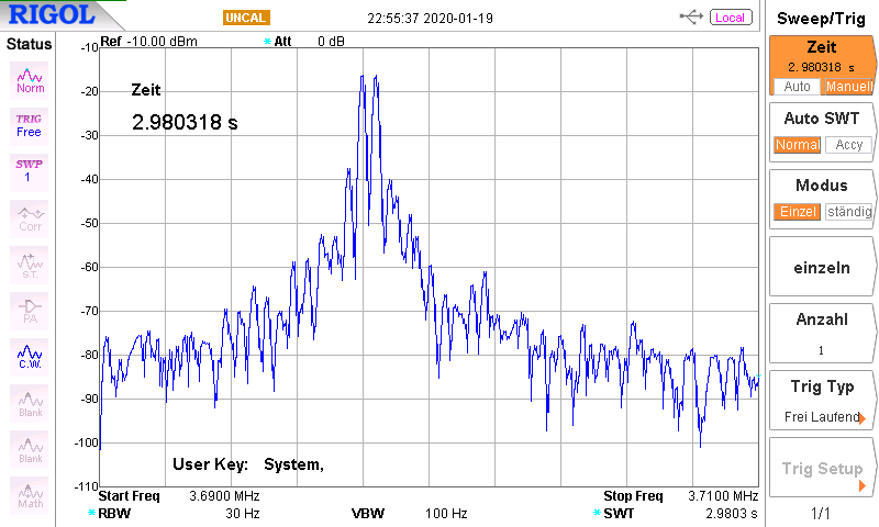 DK7IH 6 band QRP SSB TRX 2019 - TX output at 80m band