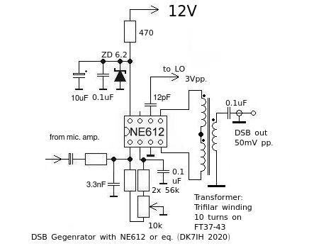 Experimental DSB generator with NE612 (DK7IH 2020)