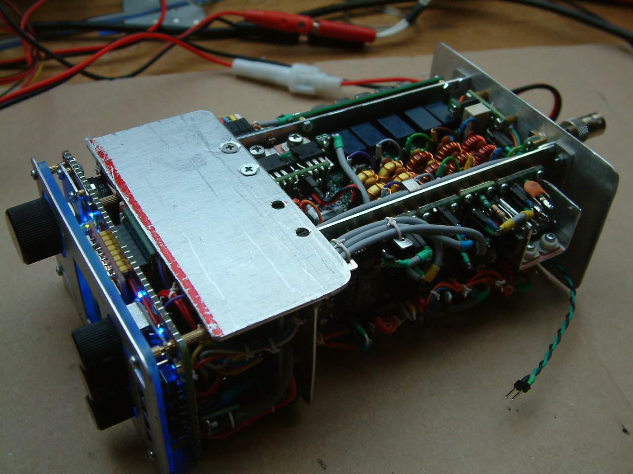 DK7IH Multiband QRP Transceiver for 5 Bands 2020 - Power Transmitter section with heatsink for testing purposes