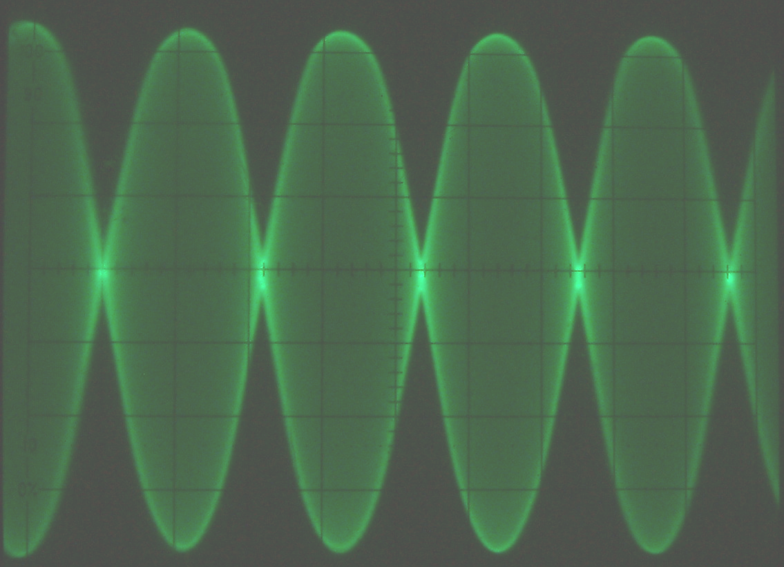 DK7IH 5 band QRP SSB transceiver 2020 - Dual tone modulation on 14 2 MHz - Vertical division is 10 volts