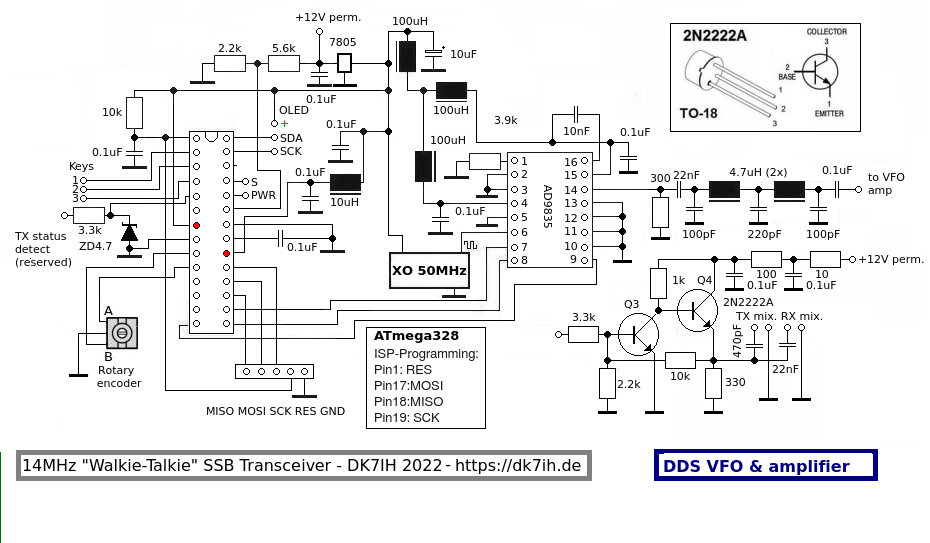 DDS VFO for 14+ MHz “Walki-Talkie” SSB Transceiver (DK7IH 2022)