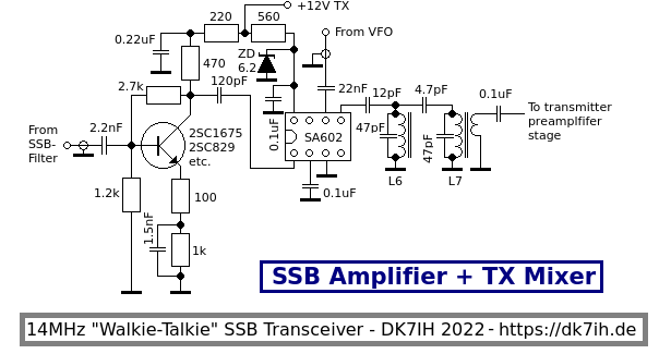 SSB amplifier and TX mixer for the 14+ MHz “Walkie-Talkie” SSB Transceiver