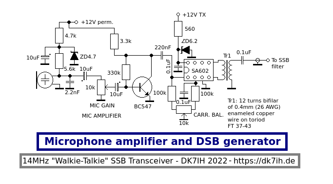 Microphone amp and dsb generator for the 14+ MHz “Walkie-Talkie” SSB Transceiver