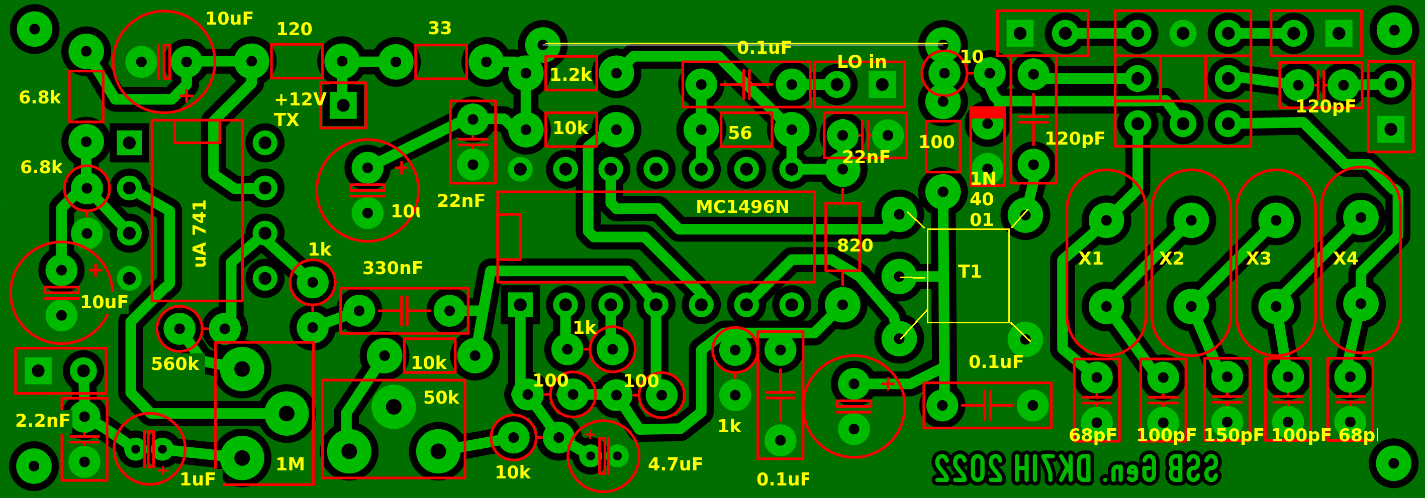 Classical QRP Circuits - An SSB generator with an MC1496N - PCB layout