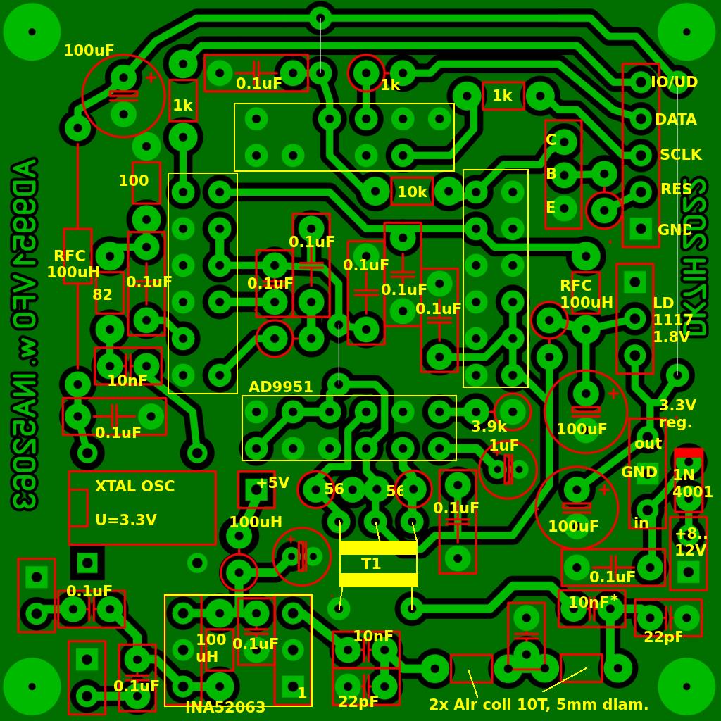 AD9951 DDS synthesizer with DDS amplifier (INA52063 by HP) - PCB