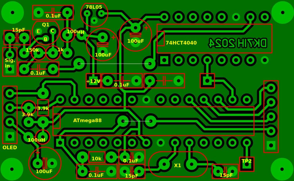 Handheld transceiver for 14 MHz SSB (Version 3). Frequency counter PCB.