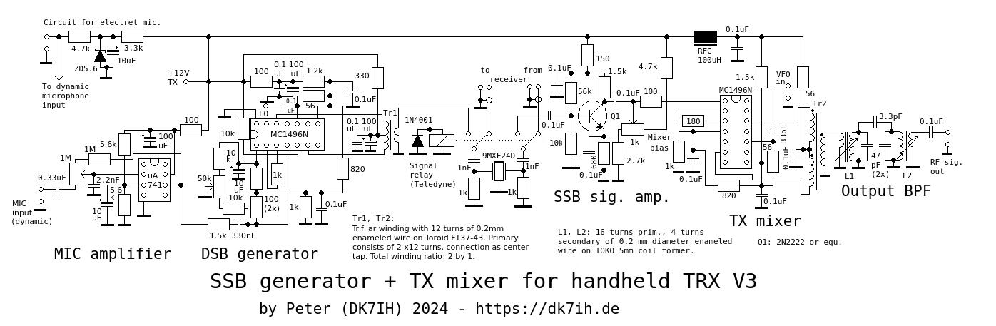 Handheld transceiver for 14 MHz SSB (Version 3). Handheld transceiver for 14 MHz SSB (Version 3). SSB and transmit mixer.