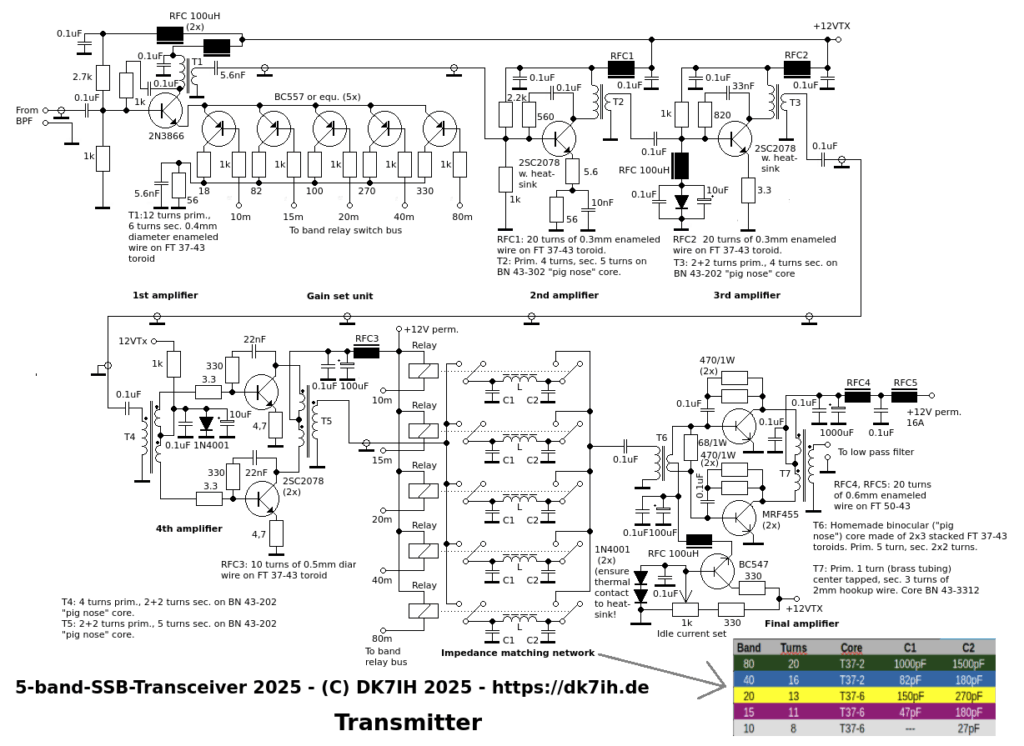 DK7IH 50W 5 bands SSB transceiver - 50W power transmitter unit