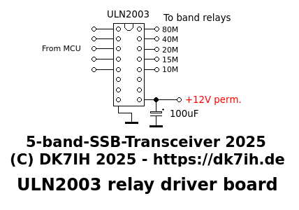 DK7IH 50W 5 bands SSB transceiver - Relay driver board